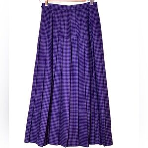 Michele Purple & Black Houndstooth Vintage Lined Pleated midi Skirt Size 7/8